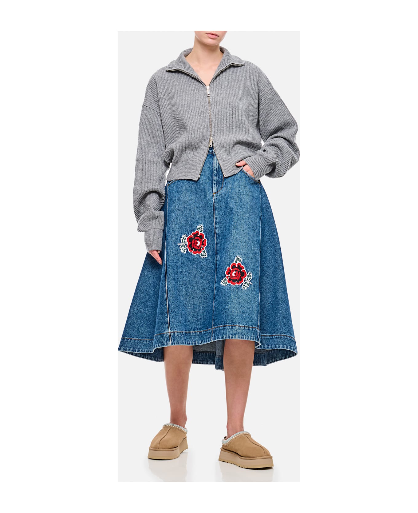 Molly Goddard Abi Denim Miid Skirt - Blue