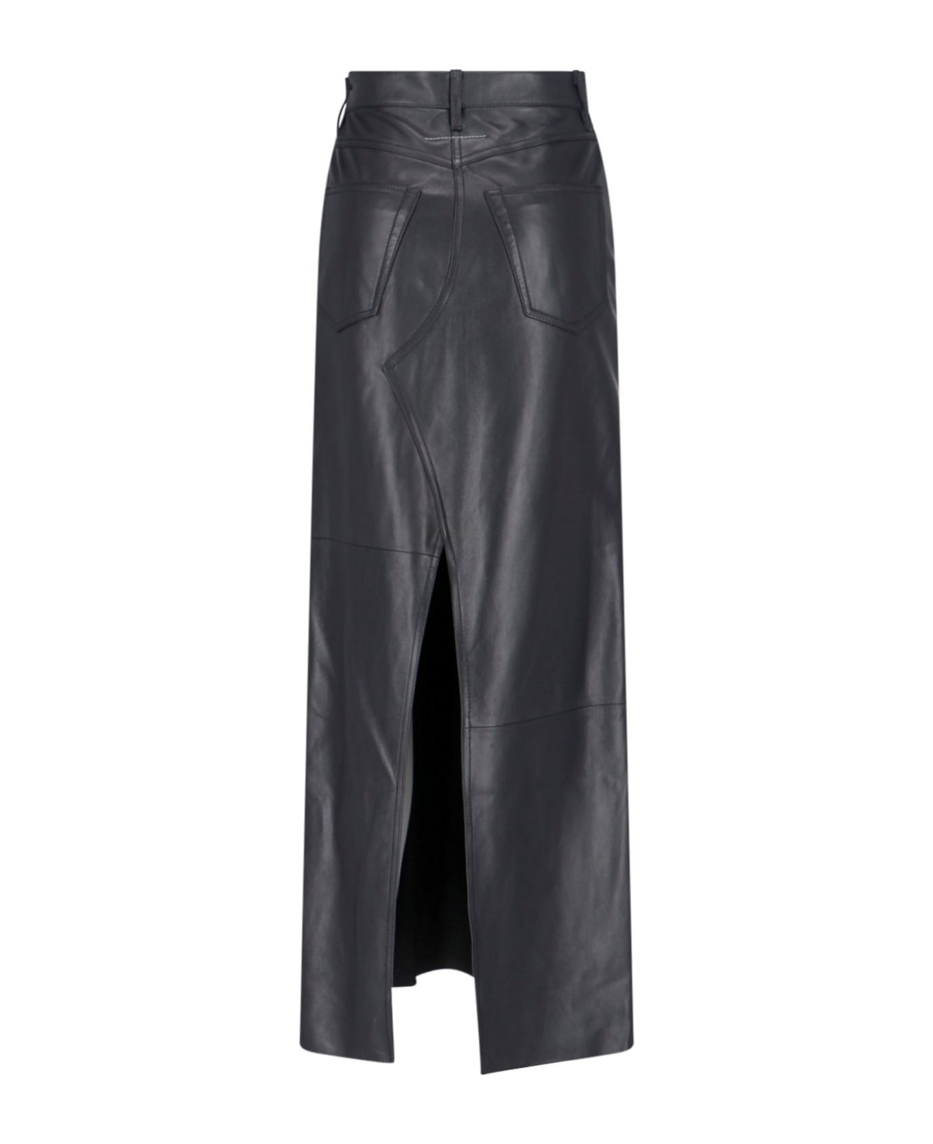 MM6 Maison Margiela Maxi Leather Skirt - Black  