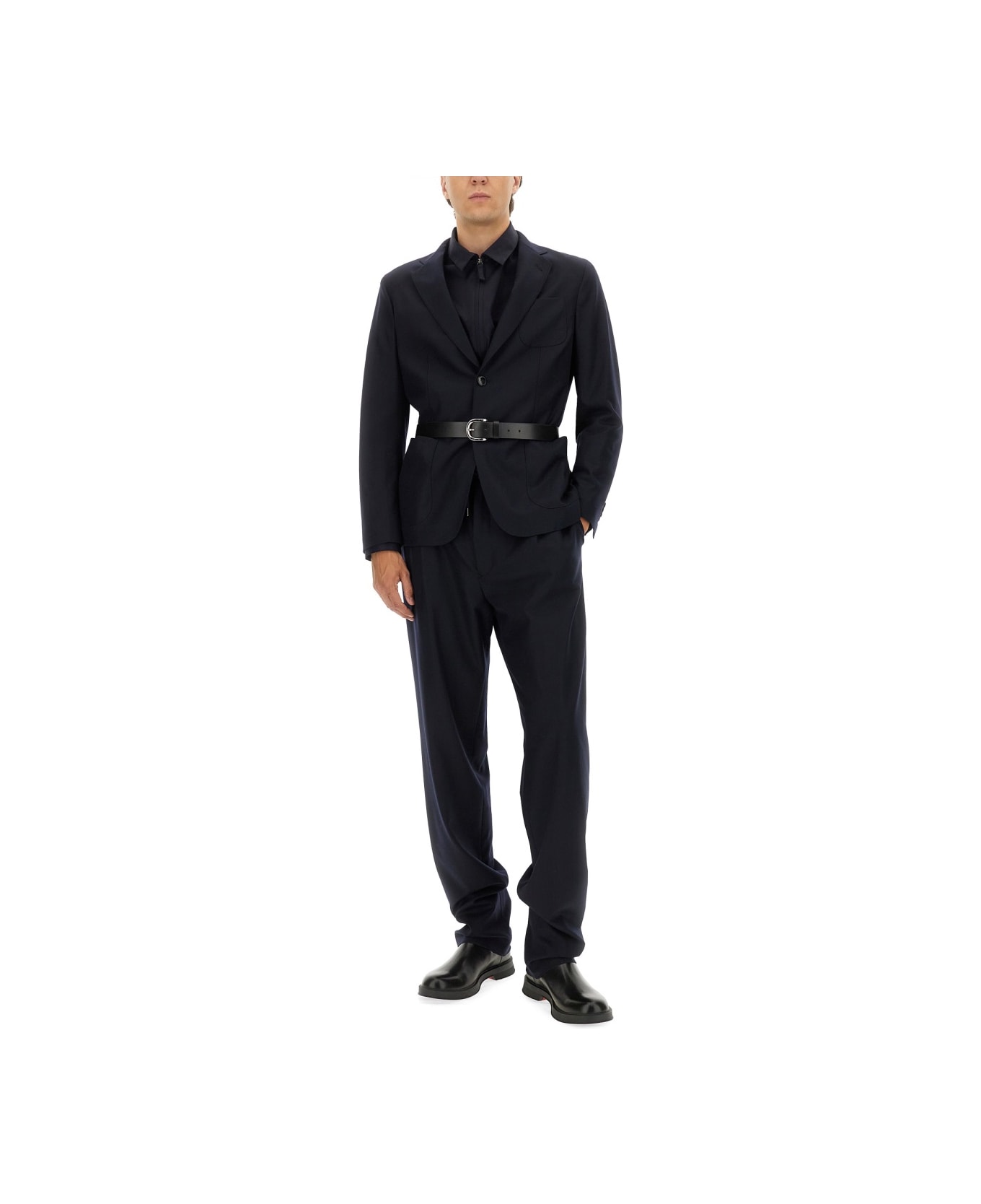 Giorgio Armani Cotton Zipper Shirt - BLUE