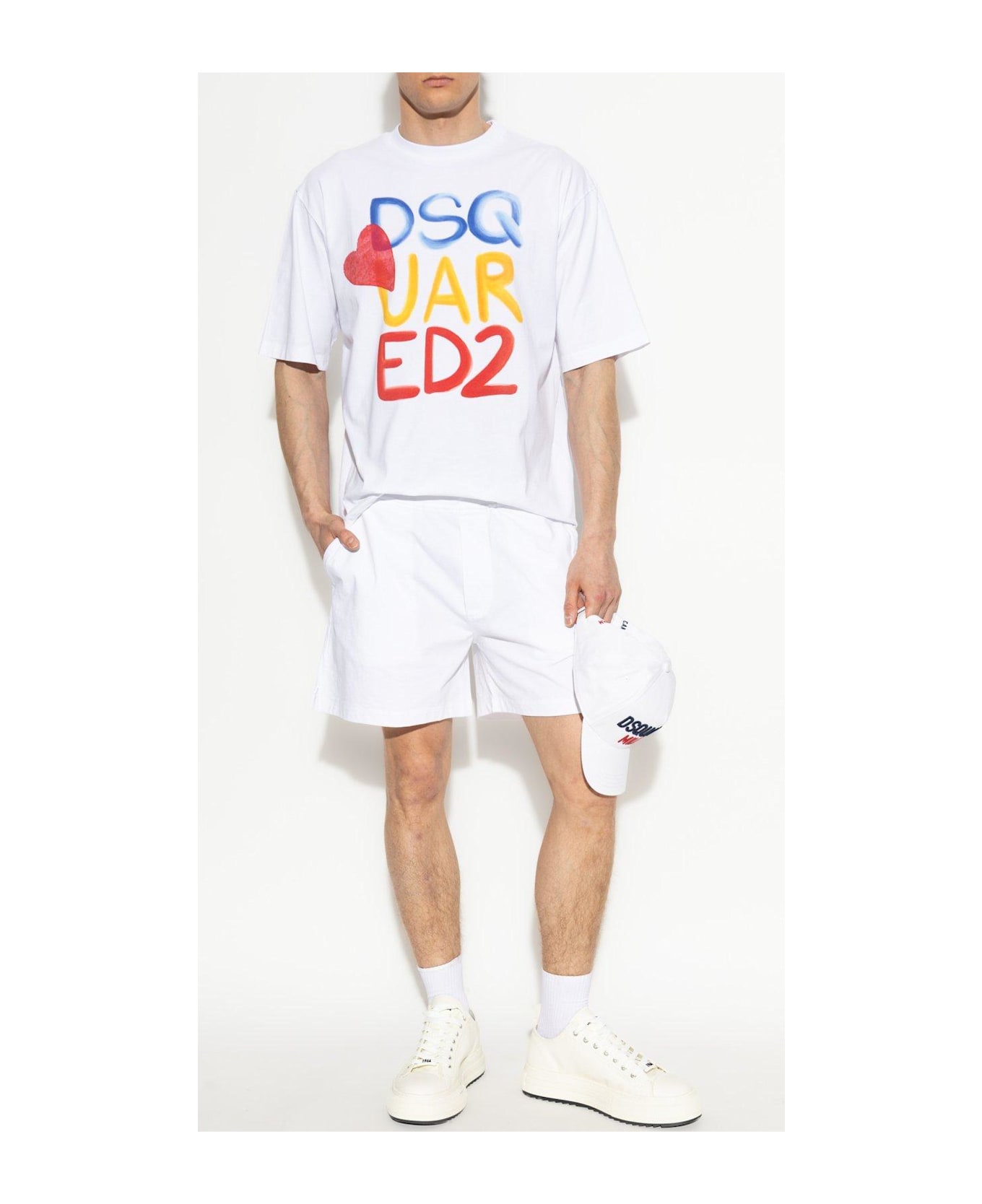 Dsquared2 Summer Lovers Logo Printed Loose Fit T-shirt - WHITE