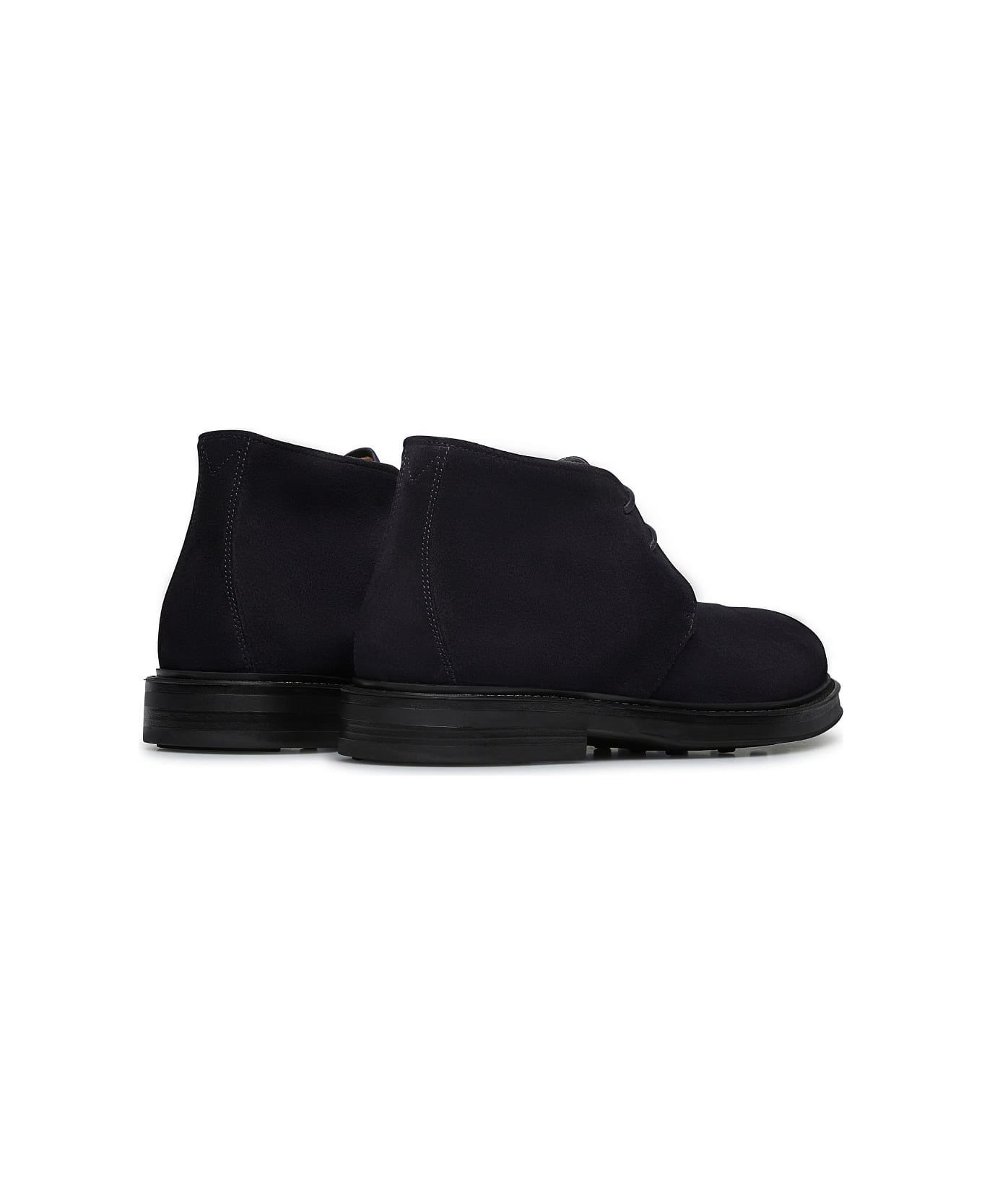 Fabi High-laced Boots In Velour - BLU NAVY