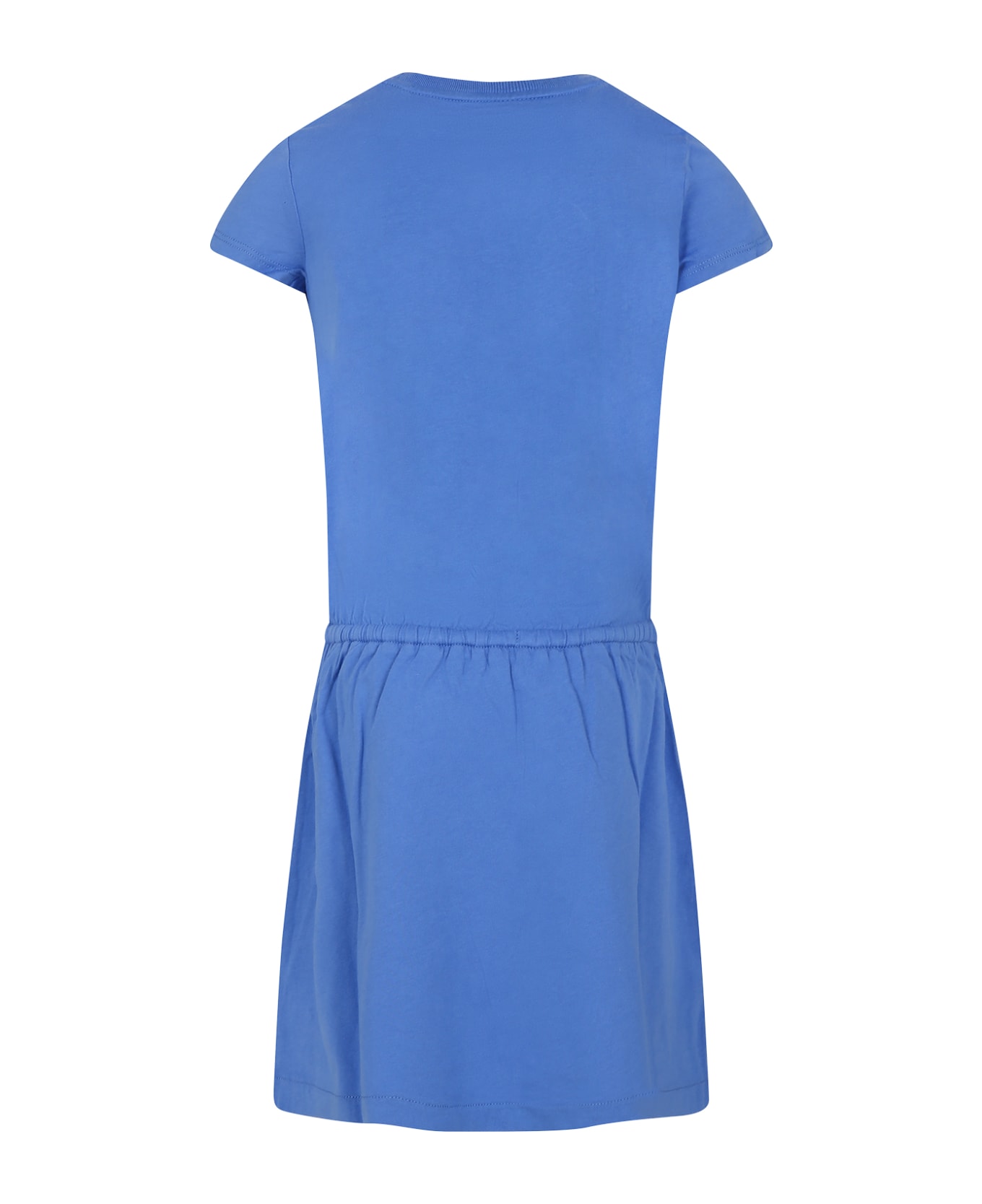 Ralph Lauren Light Blue Dress For Girl With Polo Bear - Light Blue