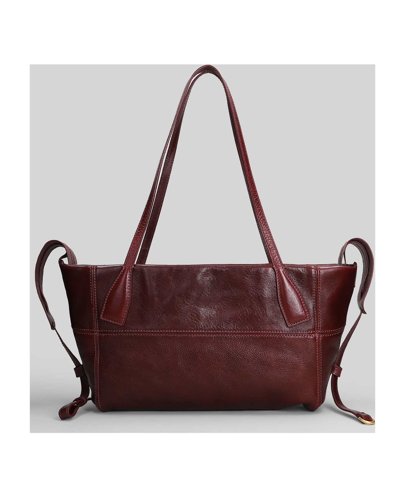 Balmain Track Zip Small Tote In Bordeaux Leather - bordeaux