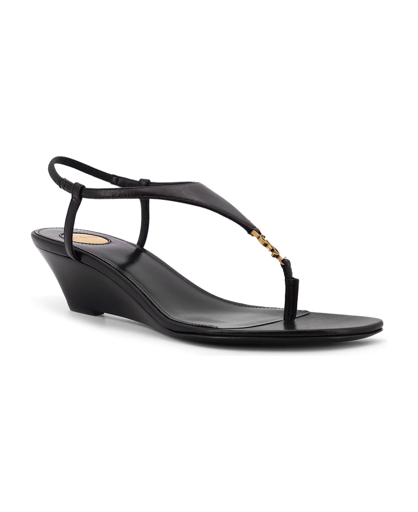 Saint Laurent Bridget 40 Rive Gauche Leather Sandals - Black