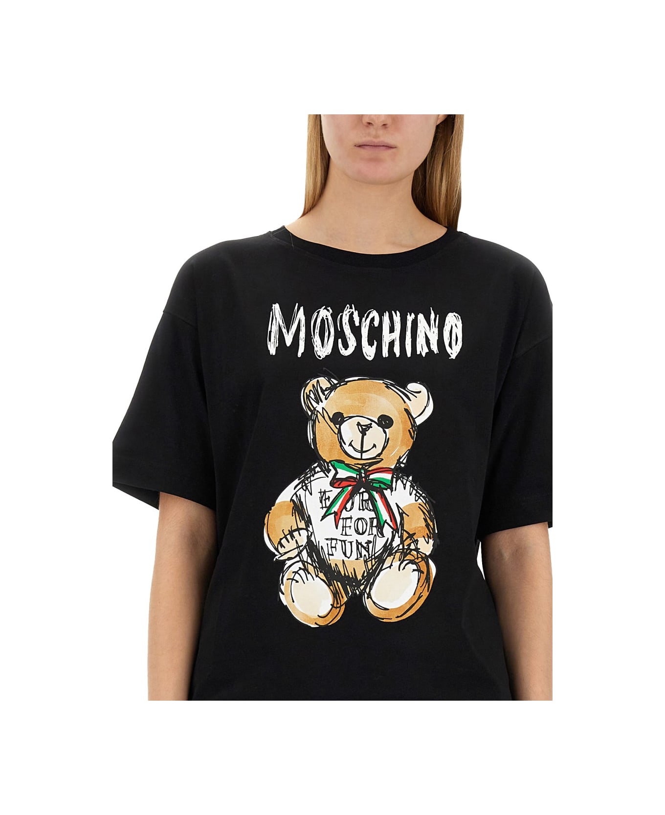 Moschino Teddy Print Dress - BLACK