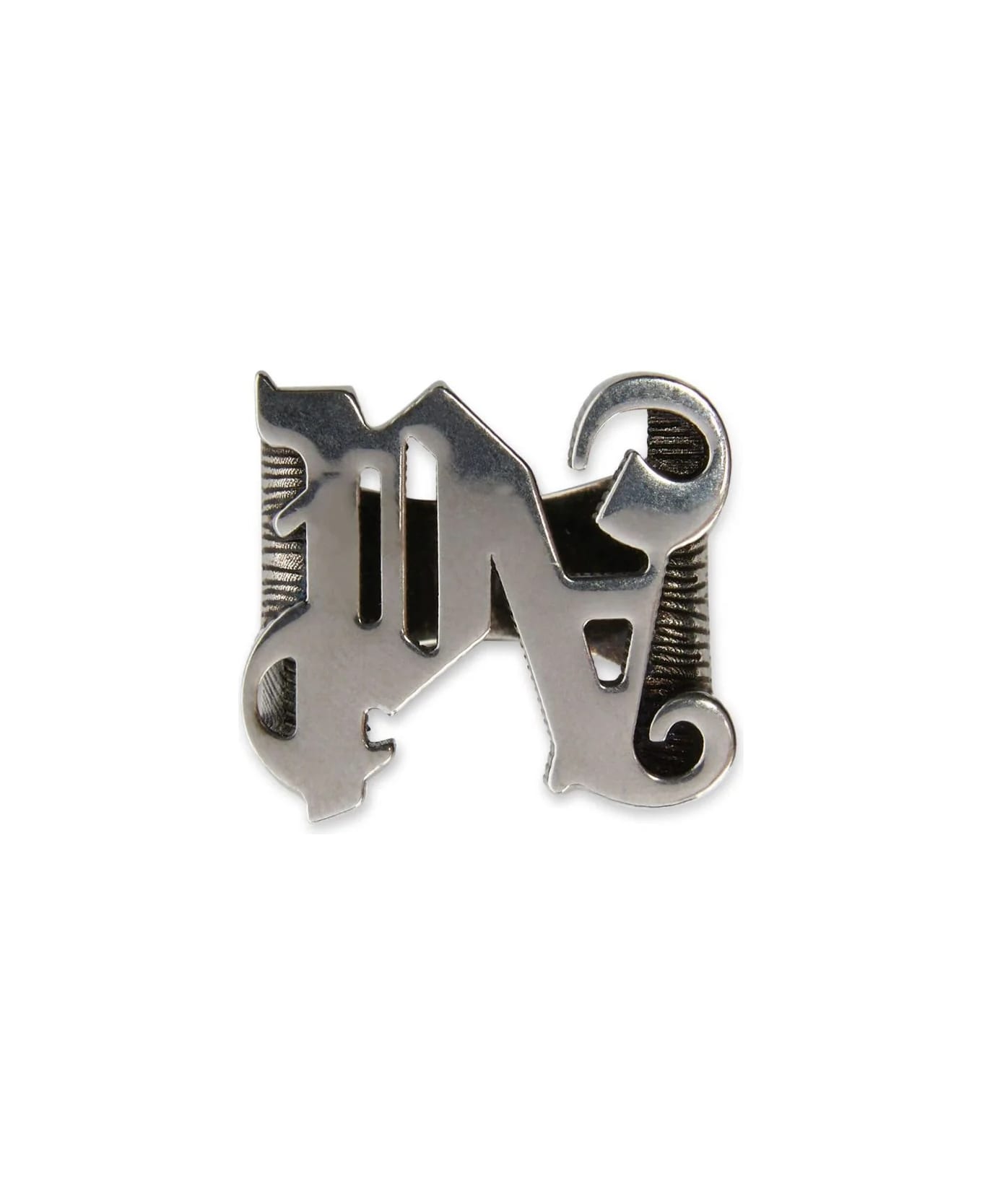 Palm Angels Logo-lettering Chunky Band Ring - Silver リング