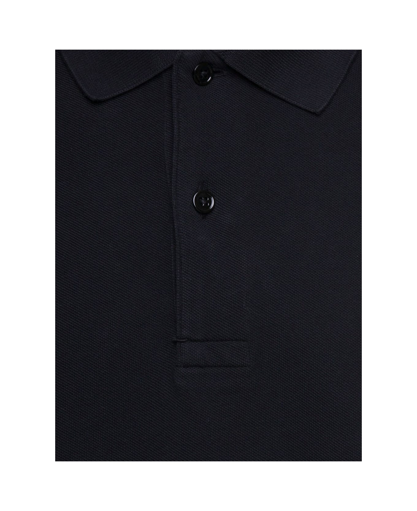 Tom Ford Black Short-sleeves Polo In Cotton Piquet Jersey Man - Nero
