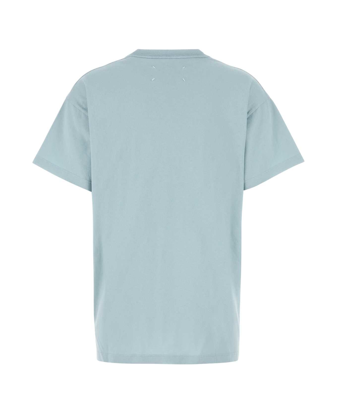 Maison Margiela Light Blue Cotton T-shirt - BABYBLUE