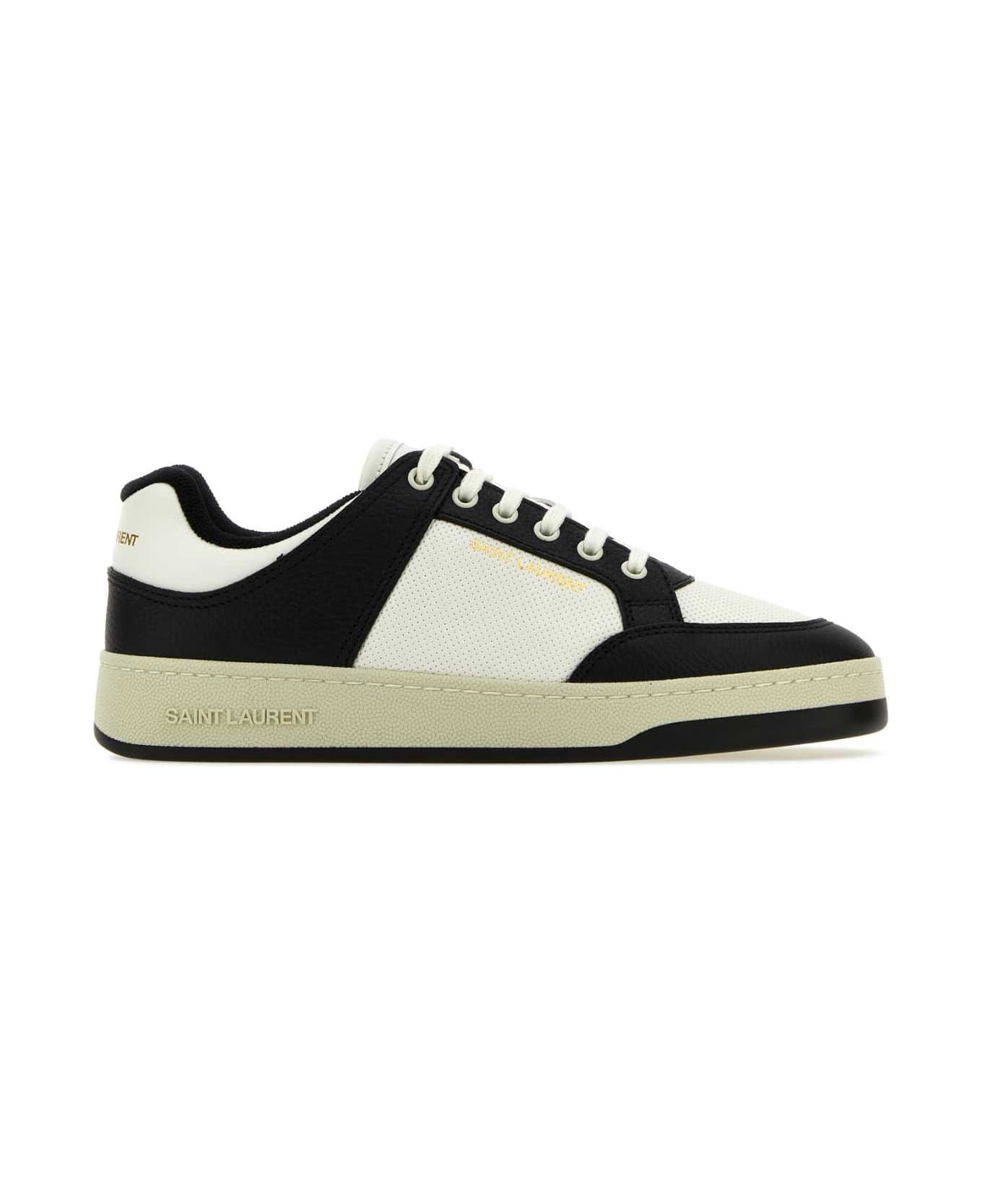 Saint Laurent Two-tone Leather Sl/61 Sneakers - COFFEEWHITENEROCO