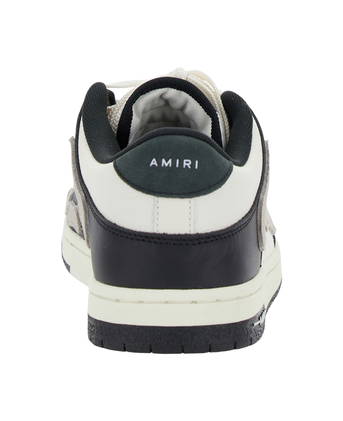 AMIRI Black And White Low Top Sneakers With Panels In Leather Man - White