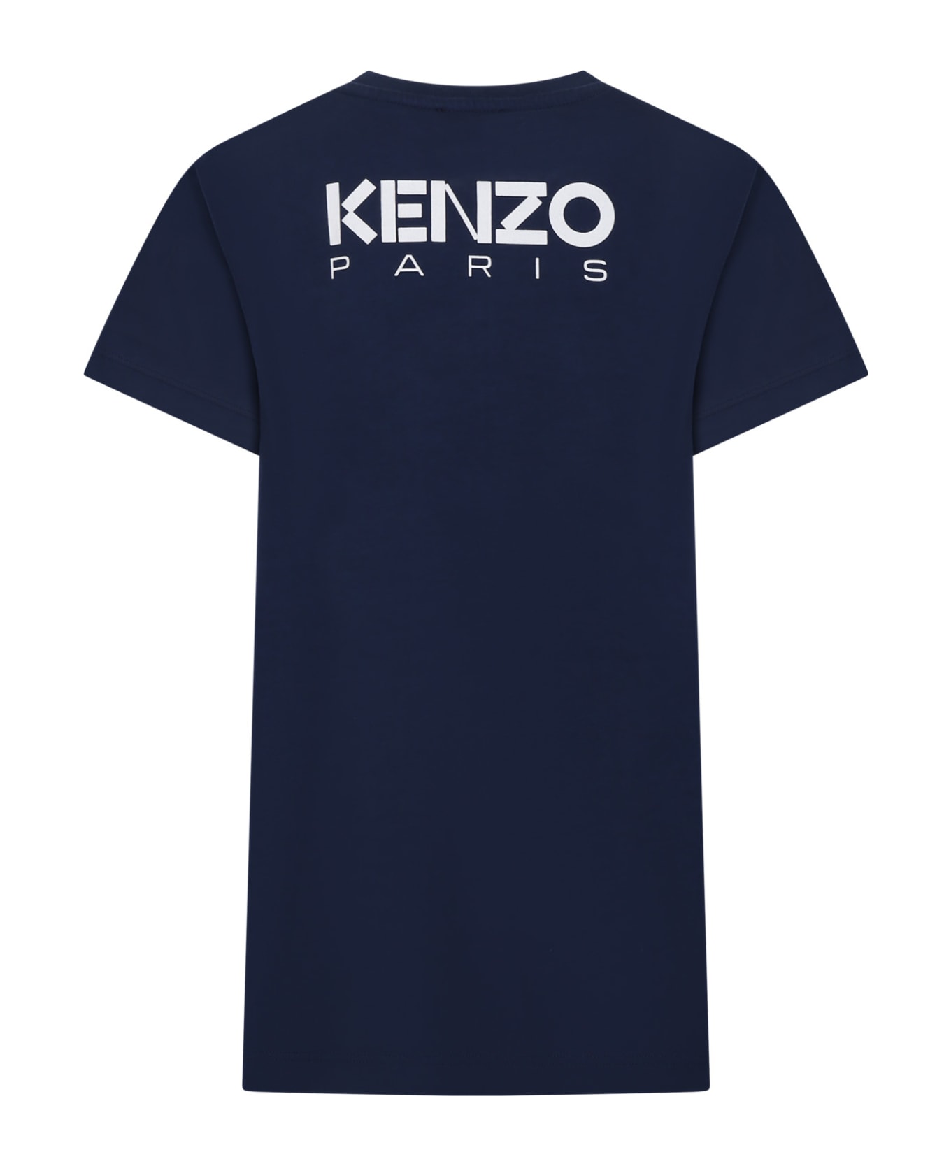 Kenzo Kids Blue Dress For Girl With Flower - Blu