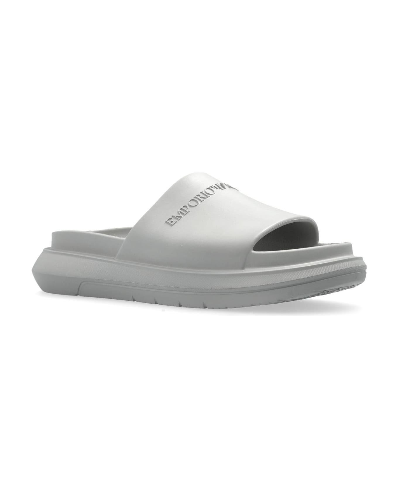 Emporio Armani Rubber Flip-flops With Logo - Grey