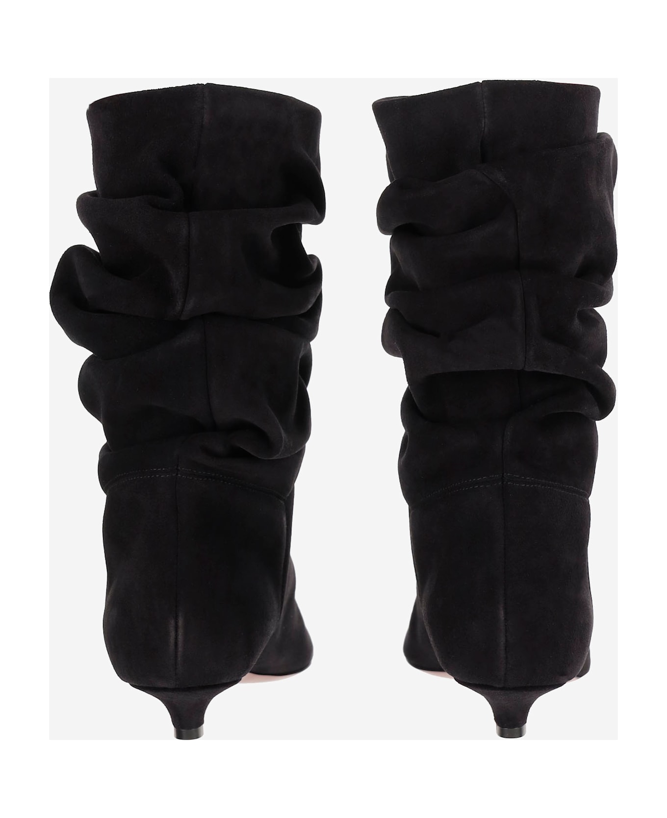 Amina Muaddi Jamie Boots In Suede Leather - Black