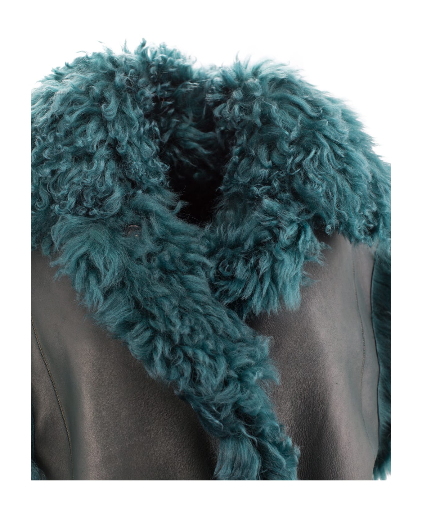 ARMA Leather Vest With Fur - Green