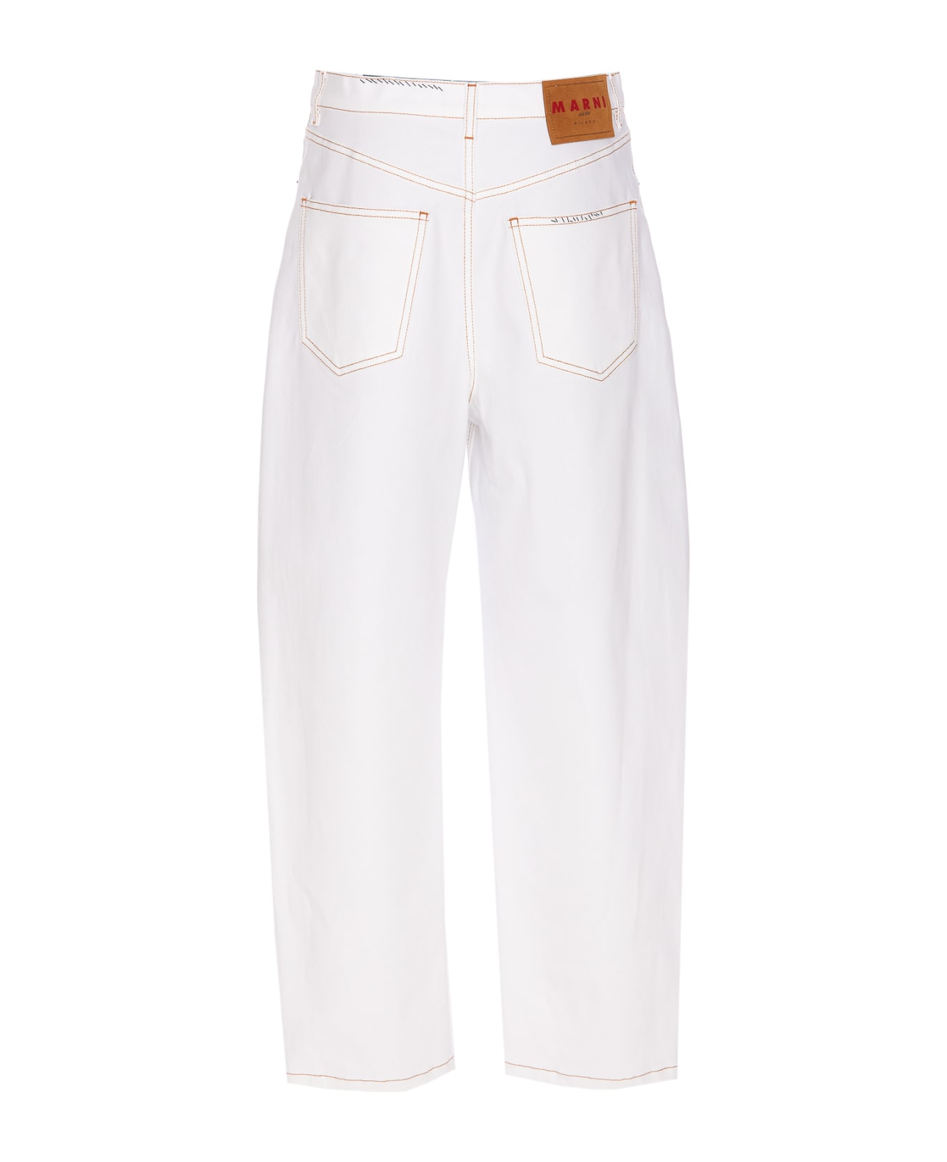 Marni Denim Pants With Flower Patch - White
