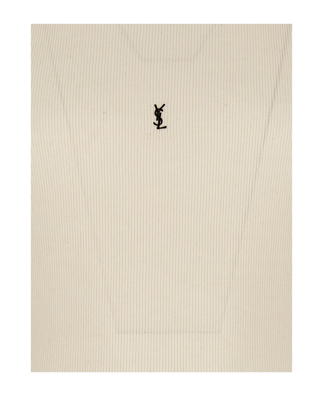 Saint Laurent Cassandre Semi-transparent Cotton Tank Top - White タンクトップ