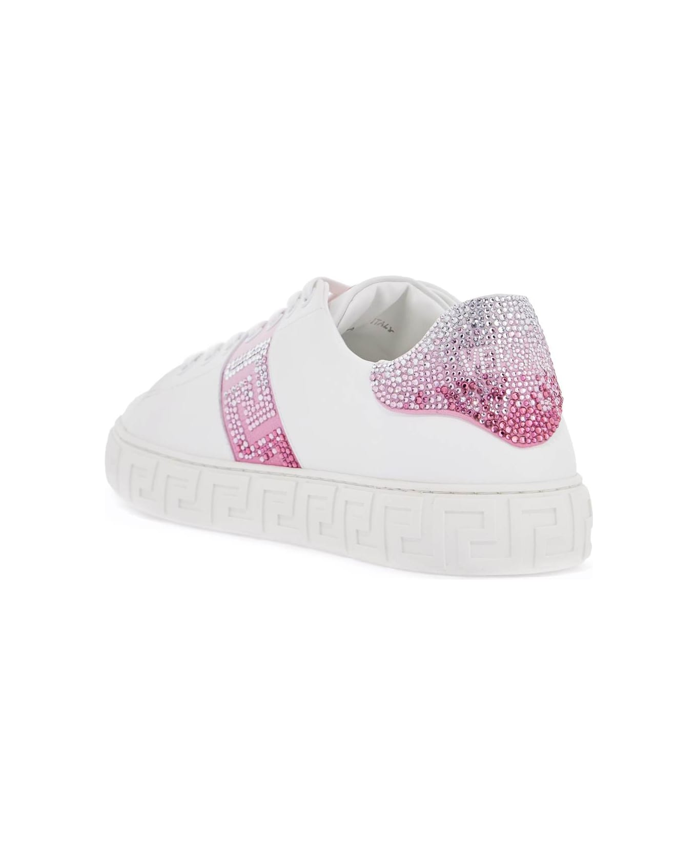 Versace 
greca Crystal Sneakers - WHITE+PASTEL PINK (White)