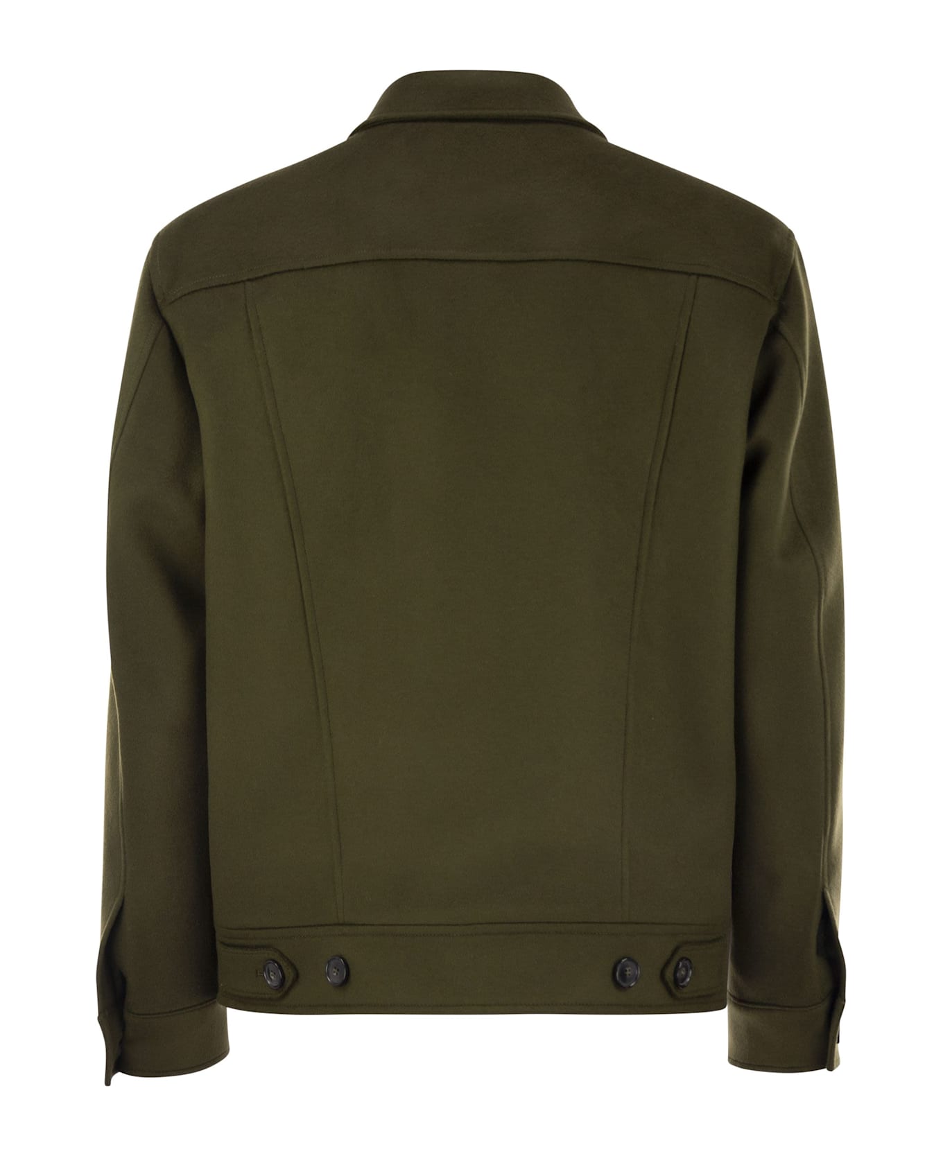 PT Torino Wool And Cashmere Drap Trucker Jacket - Military Green