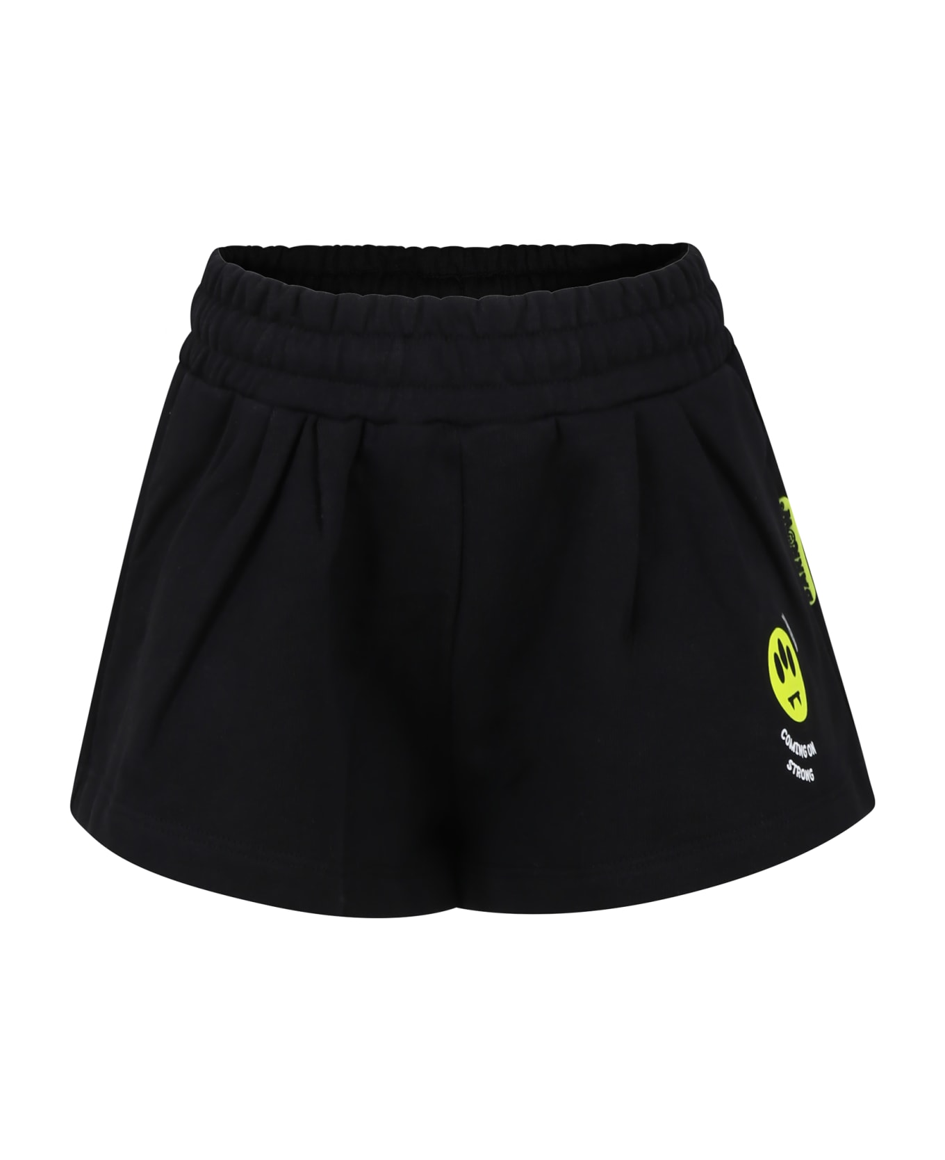 Barrow Black Shorts For Girl With Smiley Faces - Nero