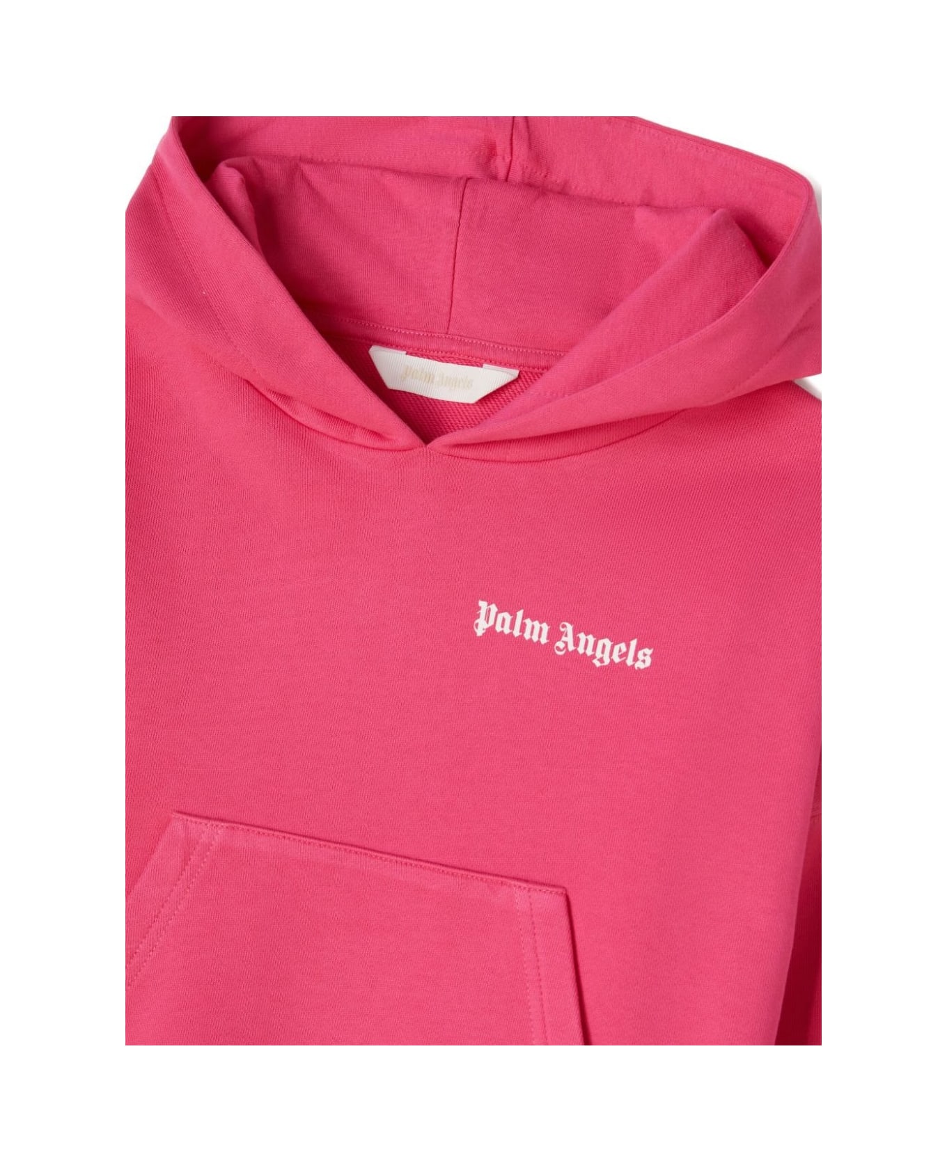 Palm Angels Fuchsia Hoodie With Logo - Pink