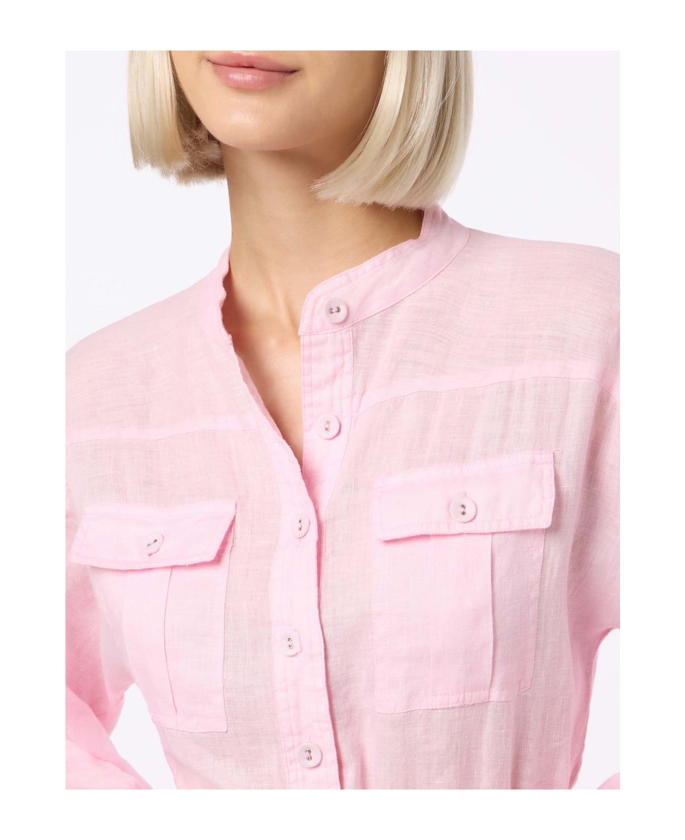 MC2 Saint Barth Woman Pink Linen Playsuit Hanniel - PINK