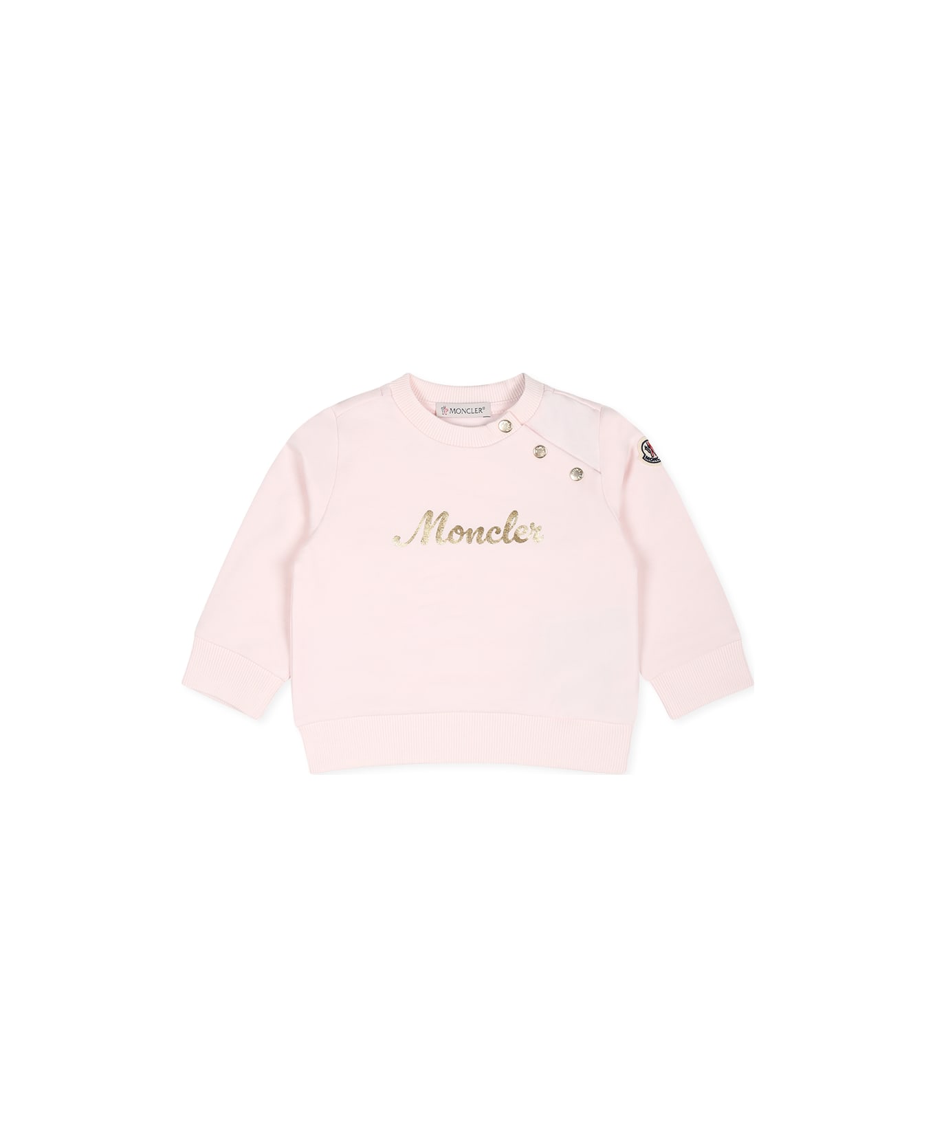 Moncler Pink Sweatshirt For Baby Girl With Logo - Pink