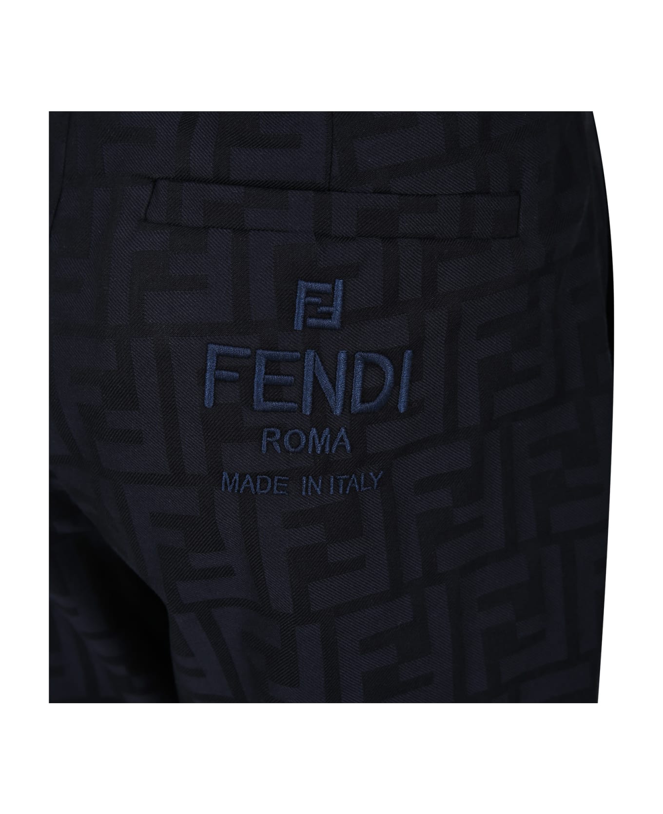 Fendi Blue Trousers For Boy With Ff - Blue