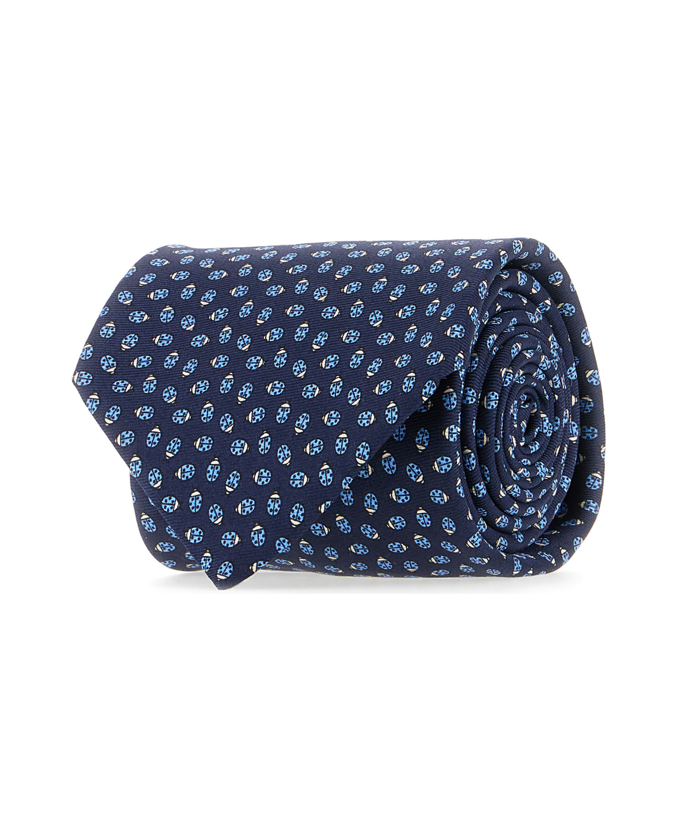 Zegna Embroidered Silk Tie - Navy