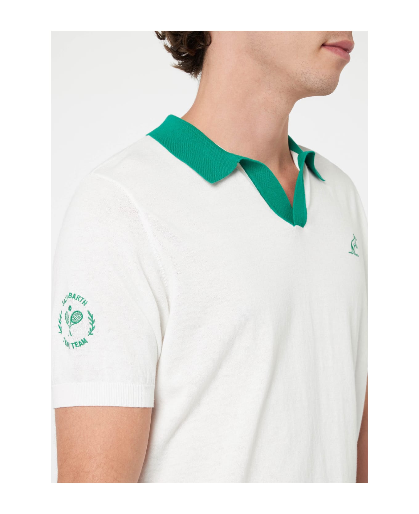 MC2 Saint Barth Man Off-cream Knitted Polo Shirt Newcomb | Australian Brand Special Edition - WHITE