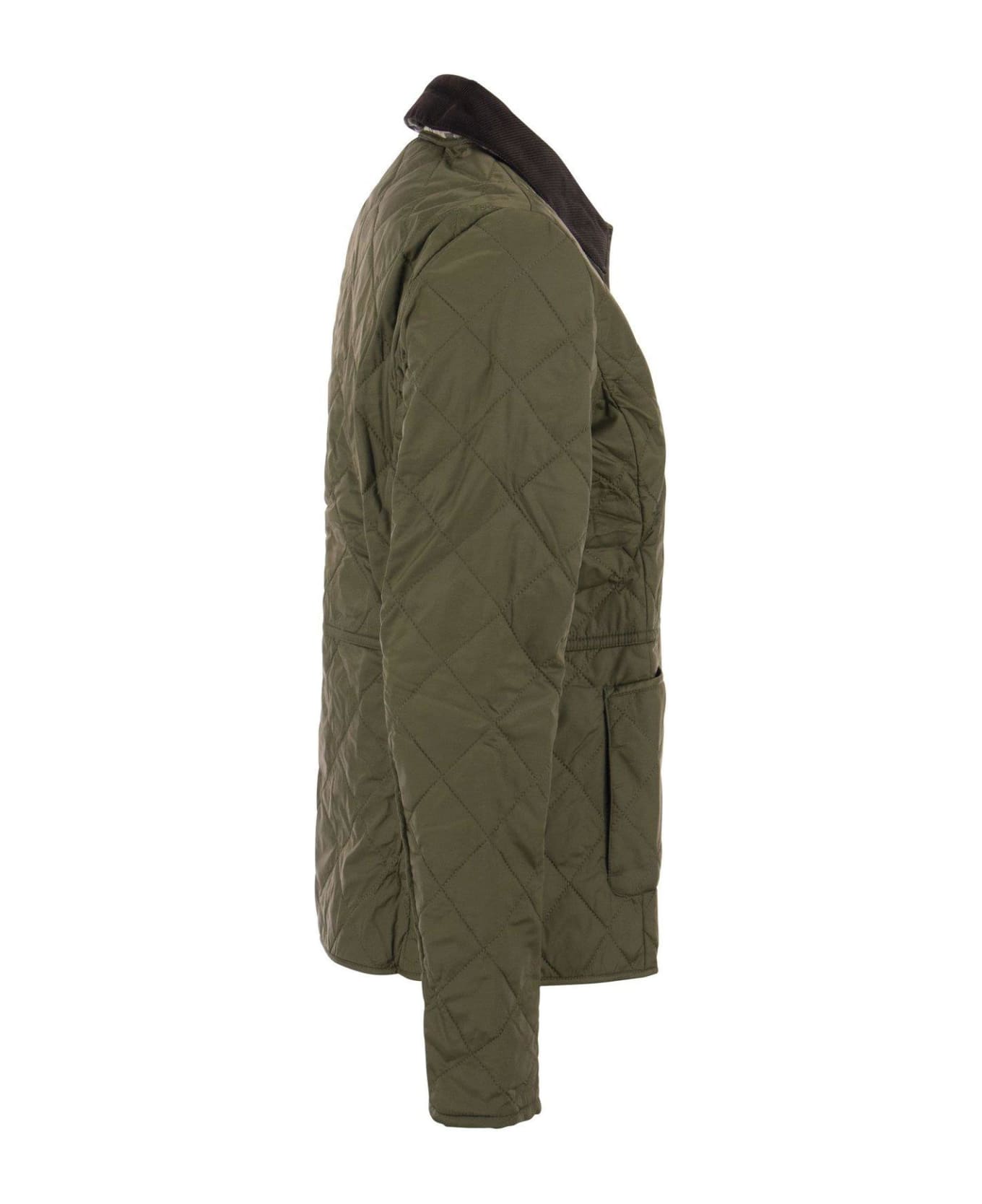 Barbour Deveron Quilted Buttoned Jacket - Olive/pale Pink
