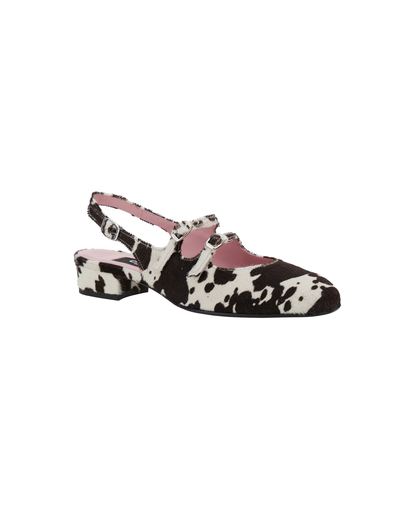 Carel Multicolor 'peche' Slingback Ballet Shoes With Buckle Strap Closure And Cow Print In Leather Woman - Multicolor