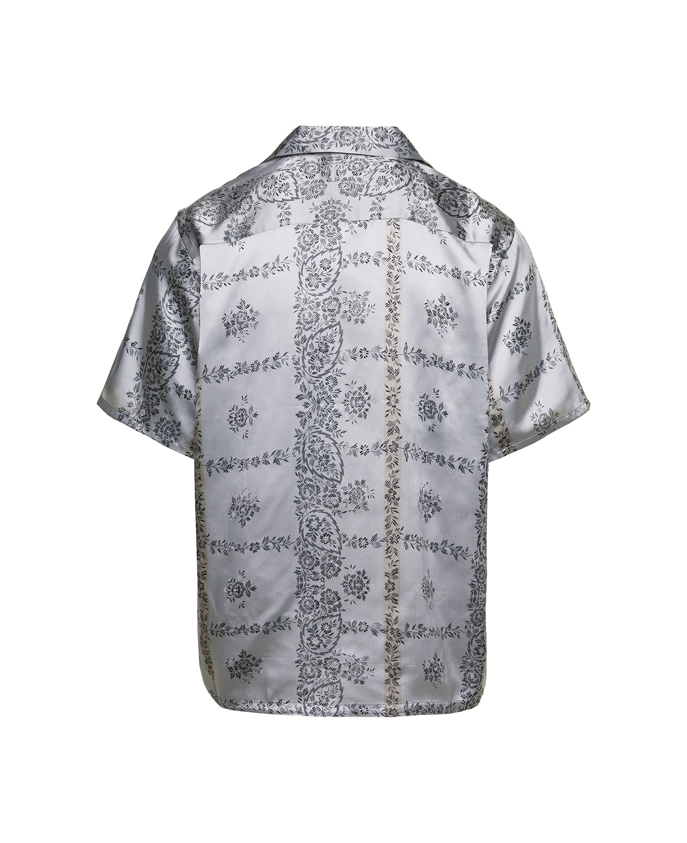 Needles Silver Bowling Shirt With All-over Floreal Print In Cupro Man - Grey