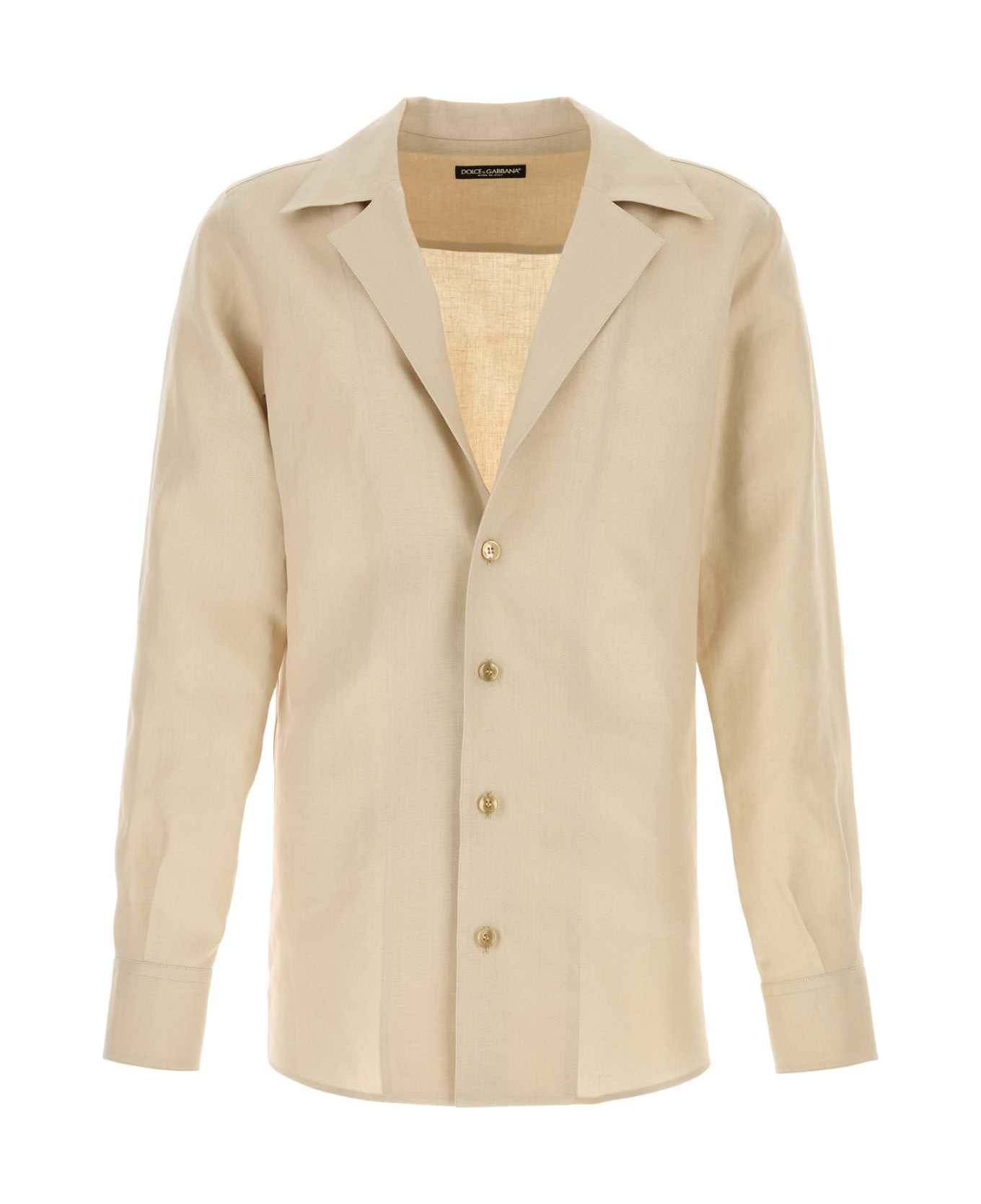 Dolce 
Gabbana Beige Linen Shirt - BEIGEPASTELLO