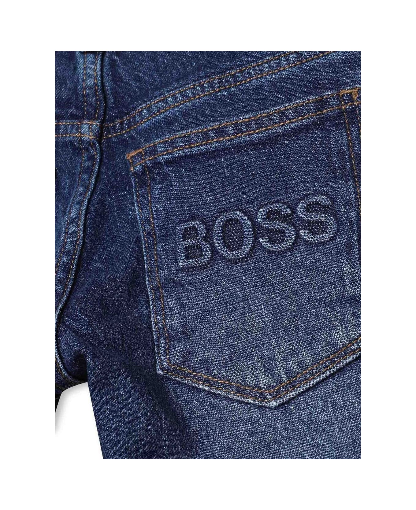 Hugo Boss Jeans Blu Navy Stretch In Denim Di Cotone Bambino - Blu