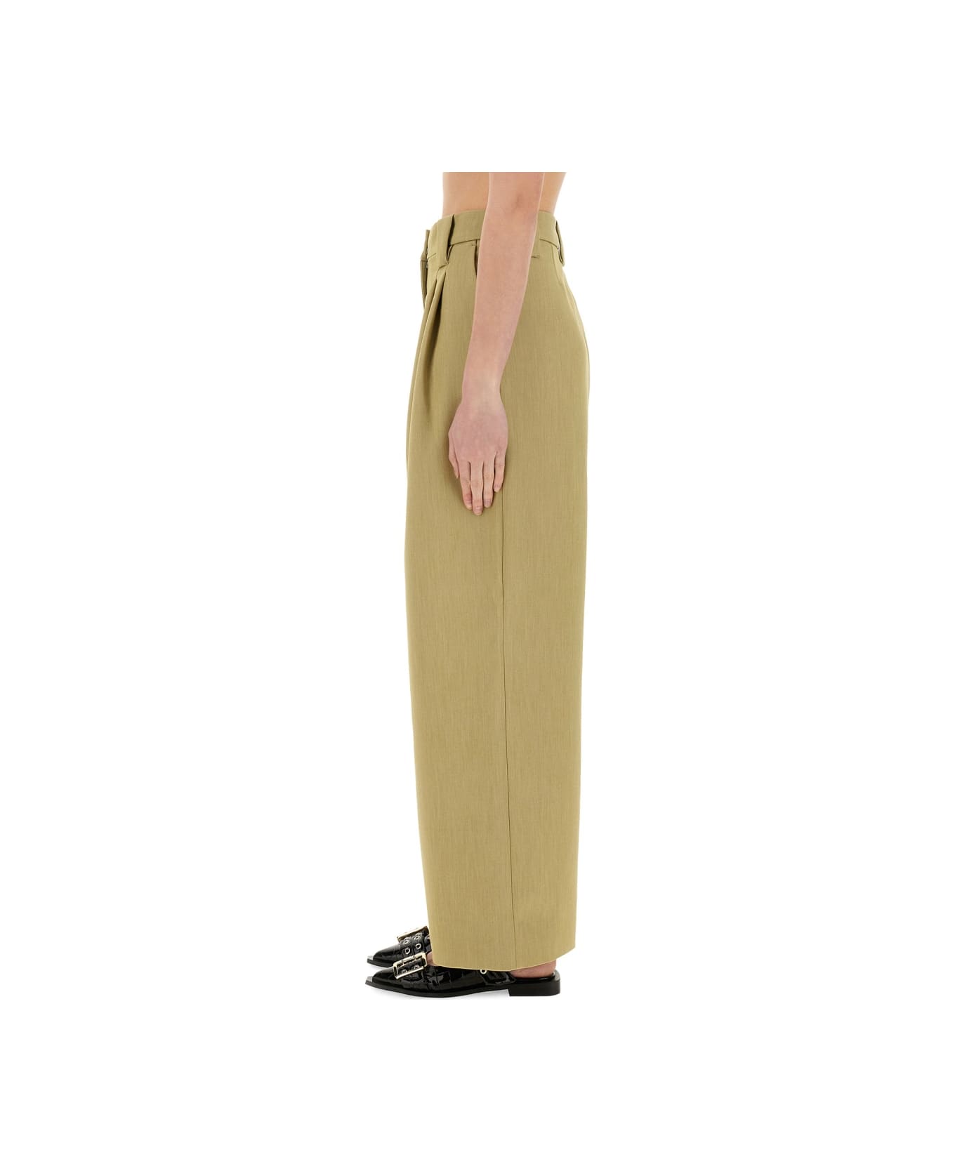 Ganni Twill Suit Pants - BEIGE