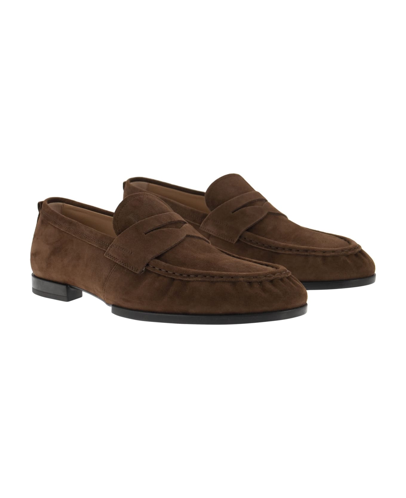 Tod's Suede Leather Moccasin - Brown ローファー＆デッキシューズ