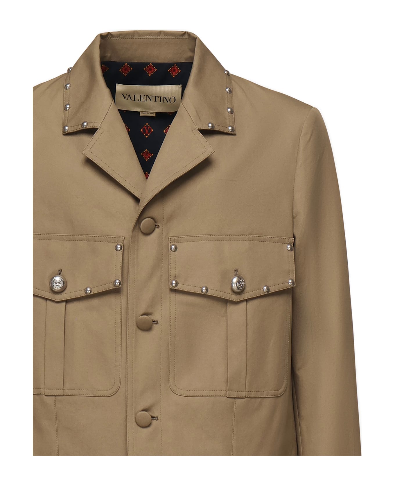Valentino Garavani Cotton Jacket With Studs - Beige