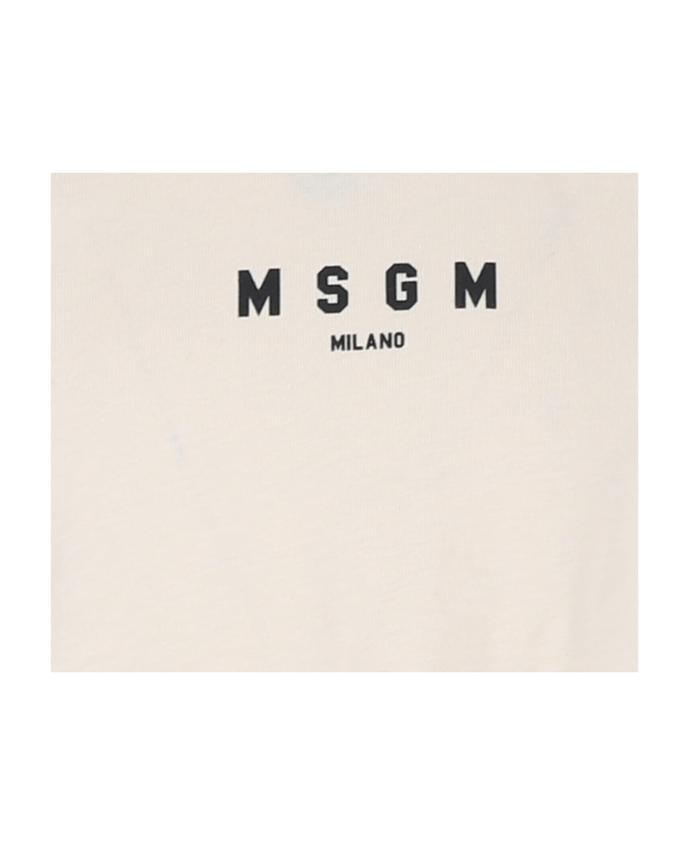 MSGM Ivory T-shirt For Kids With Logo - Ivory