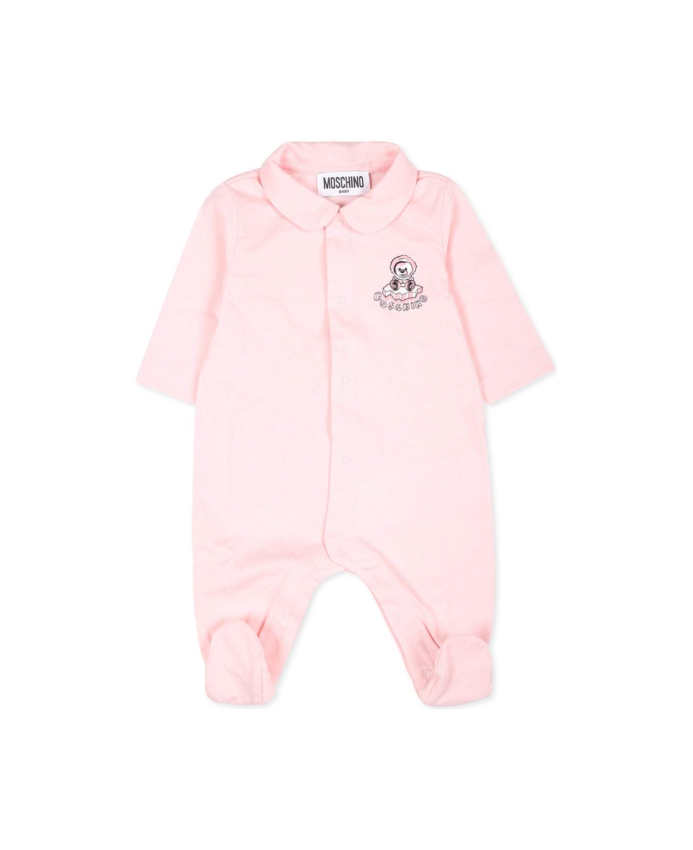 Moschino Pink Babygrow For Baby Girl With Teddy Bear - Pink