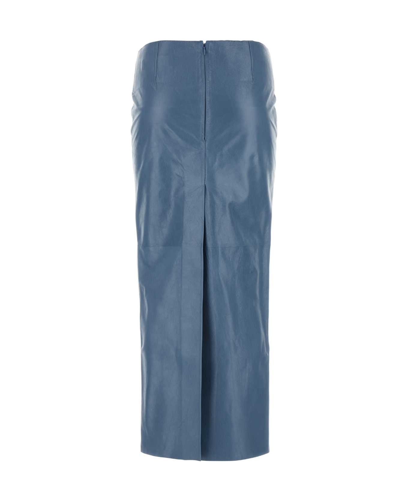 Marni Cerulean Blue Leather Skirt - 00B37