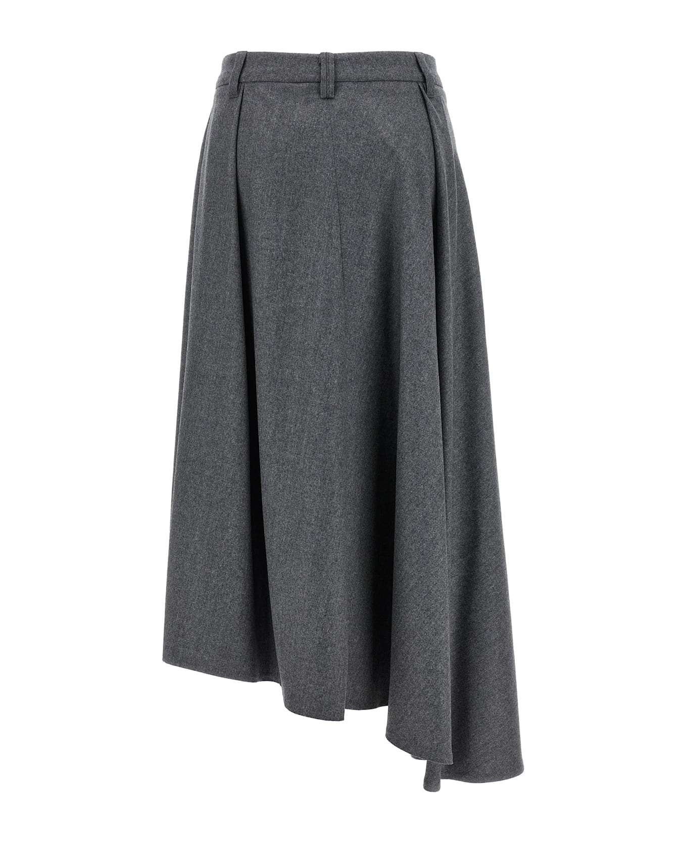 Brunello Cucinelli Asymmetrical Wool Skirt - Gray スカート