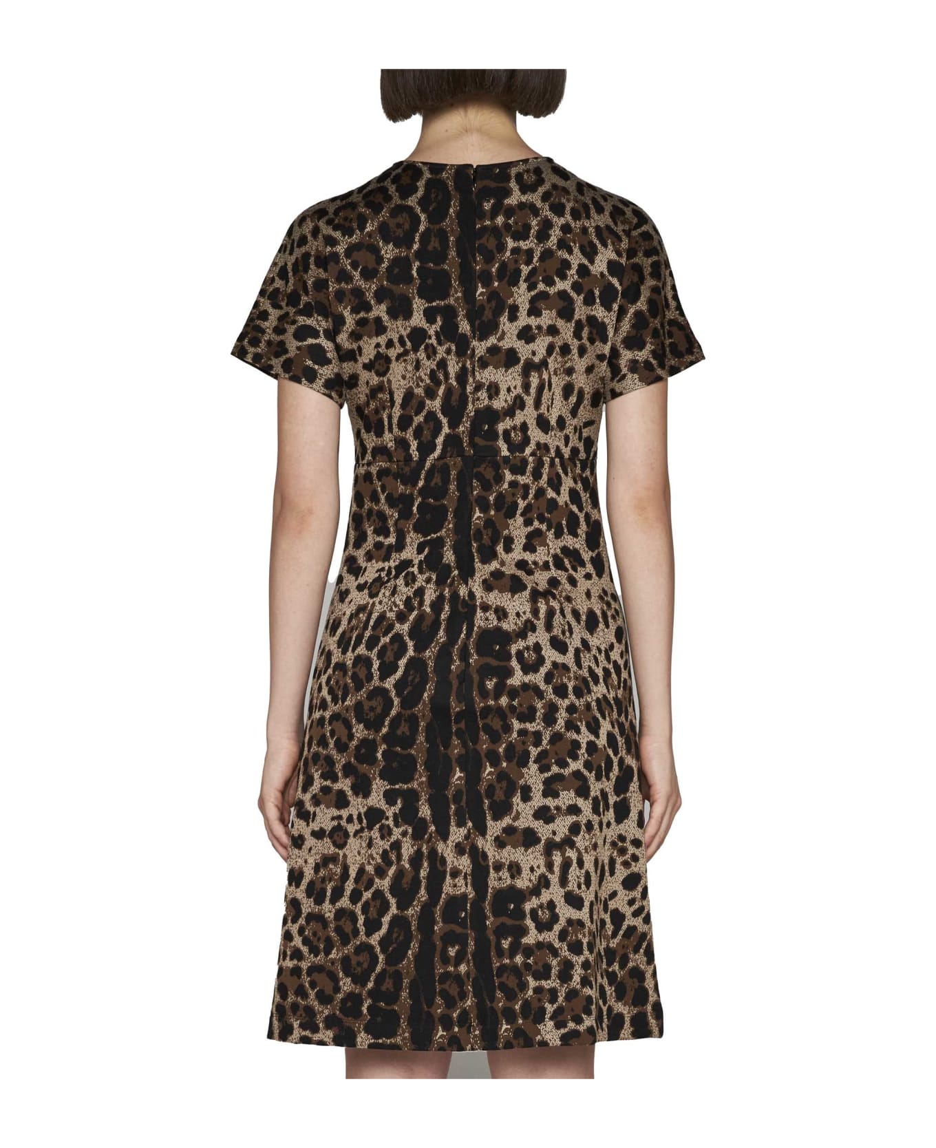 Dolce & Gabbana Jacquard Wool Midi Dress - Marrone