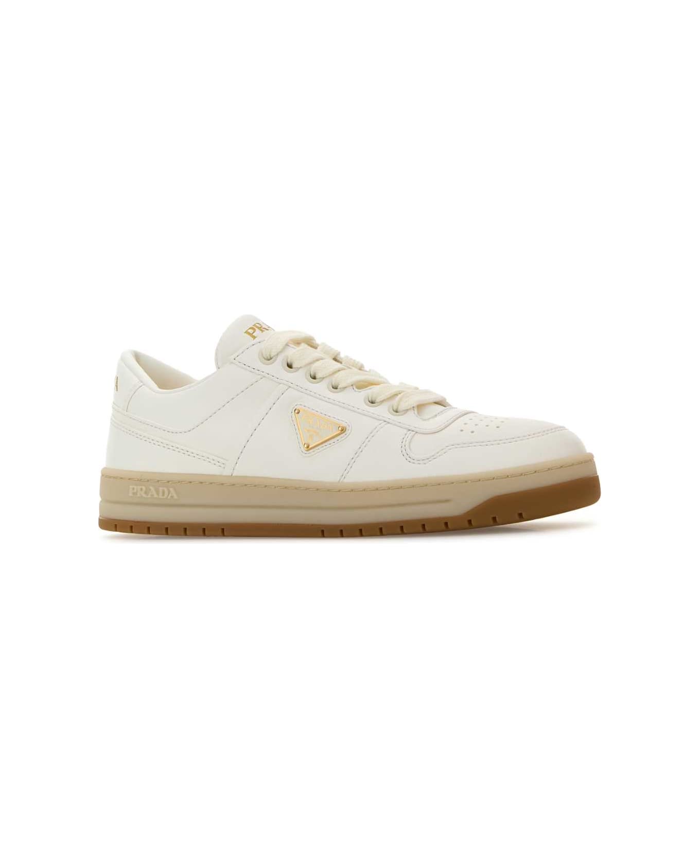 Prada Ivory Nappa Leather Downtown Sneakers - AVORIO