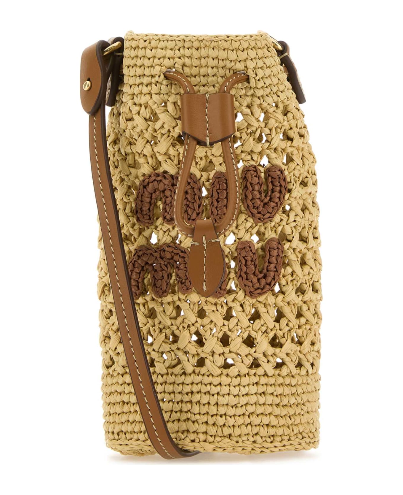 Miu Miu Beige Crochet Bucket Bag - NATURALECOGNAC