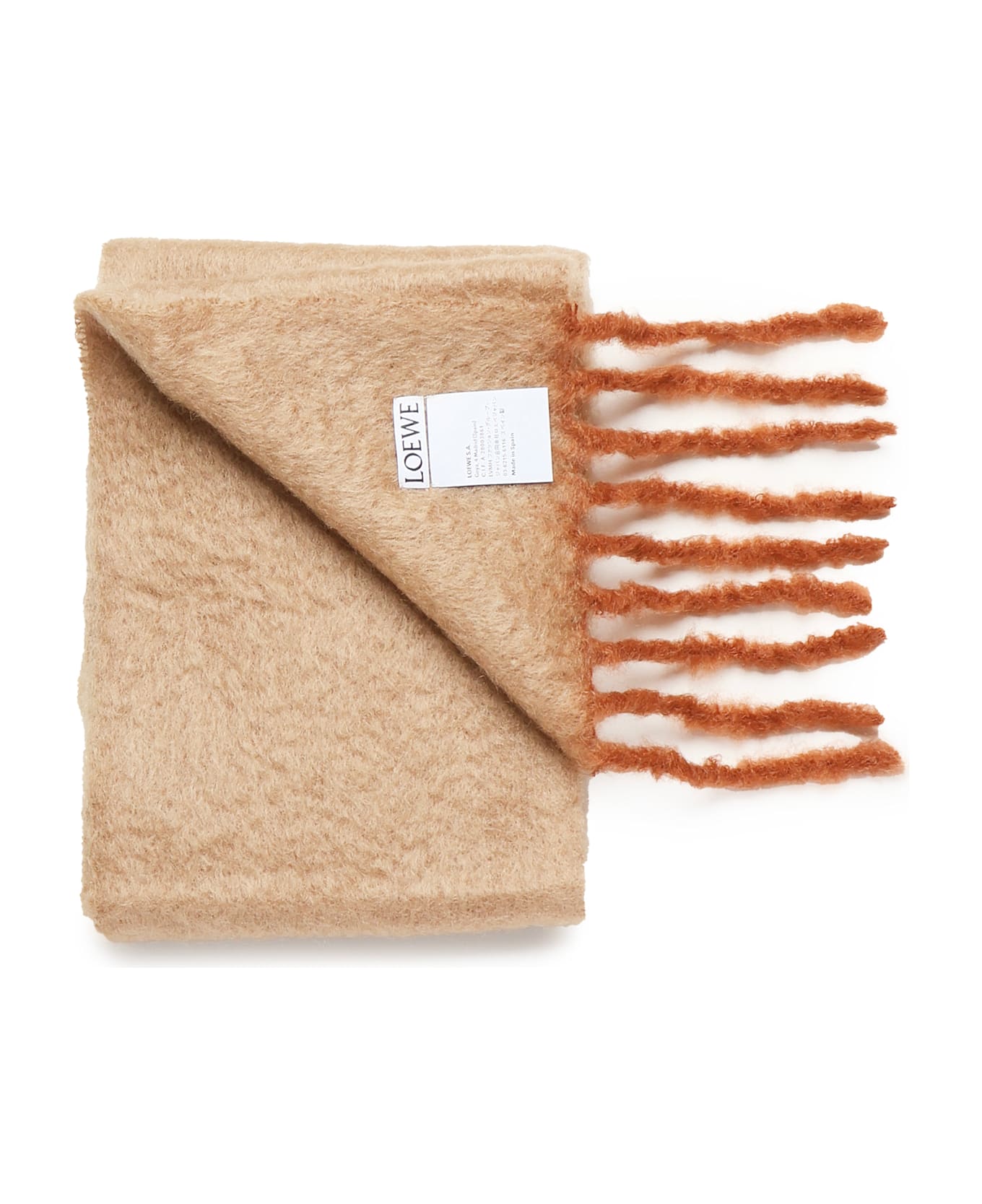 Loewe Mohair And Wool Scarf - Beige/orange