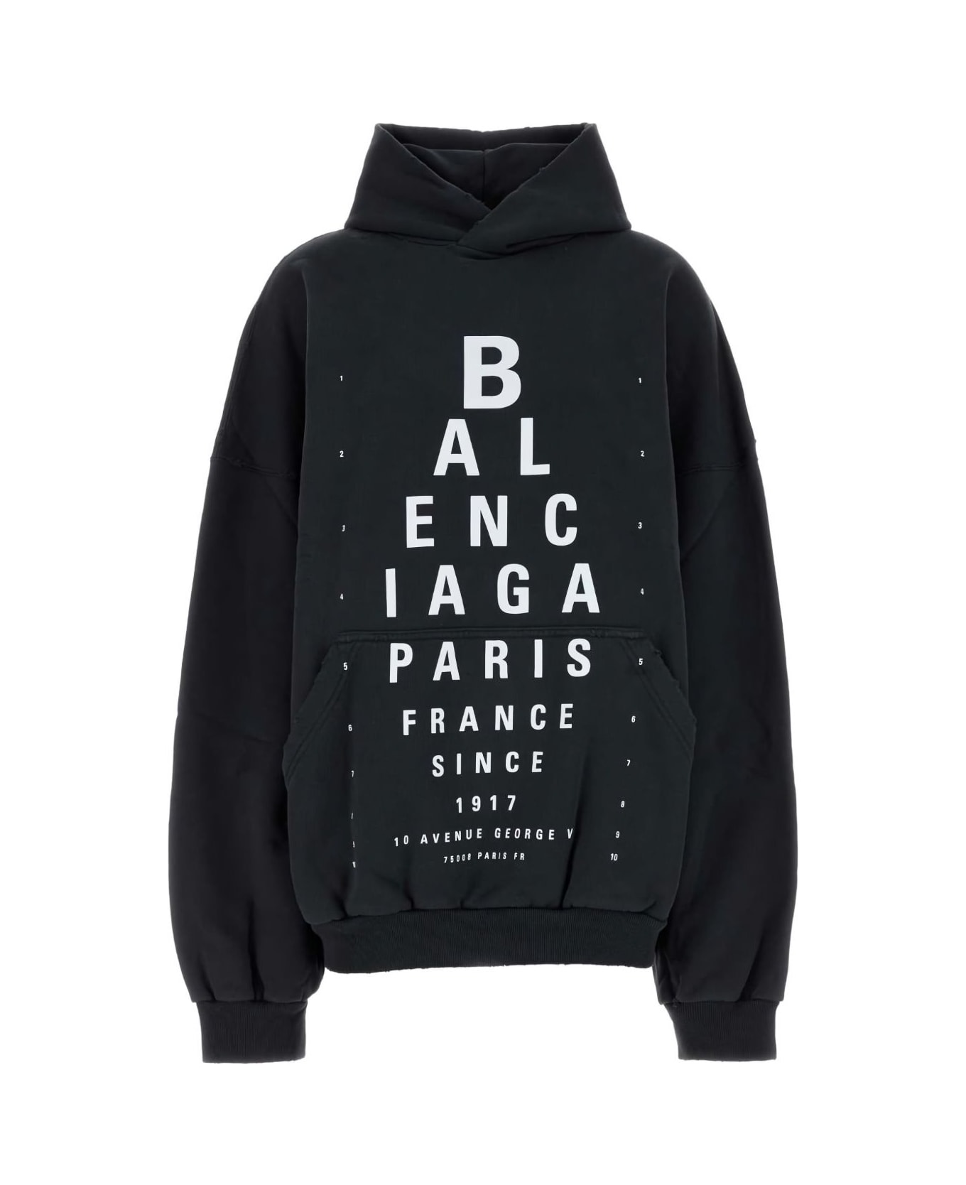 Balenciaga Optical Cotton Hoodie - Black