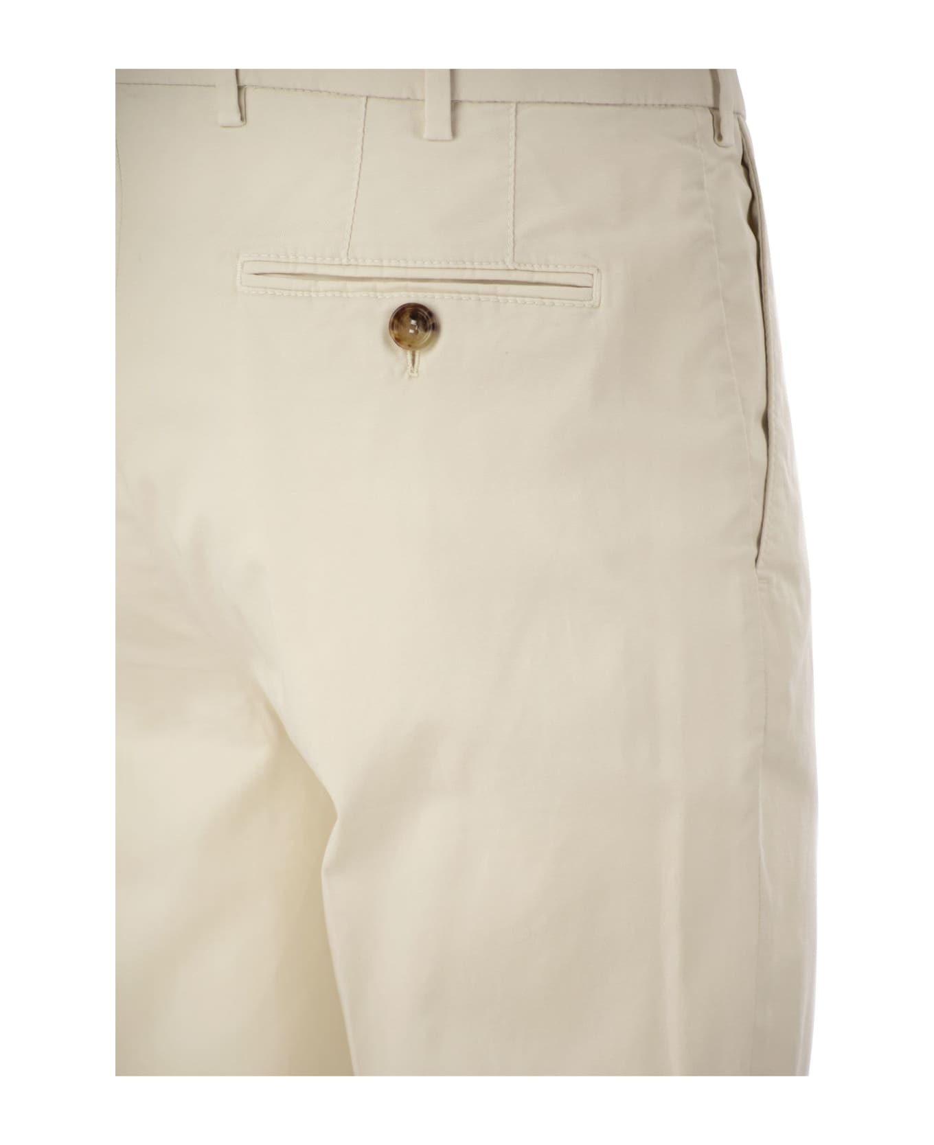 Brunello Cucinelli Italian Fit Cotton Gabardine Trousers - Cream