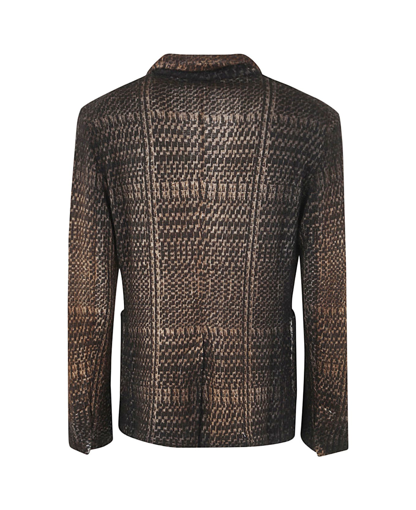 Avant Toi Prince Of Wales Jacquard Rever Jacket With Shadows - Cork カーディガン