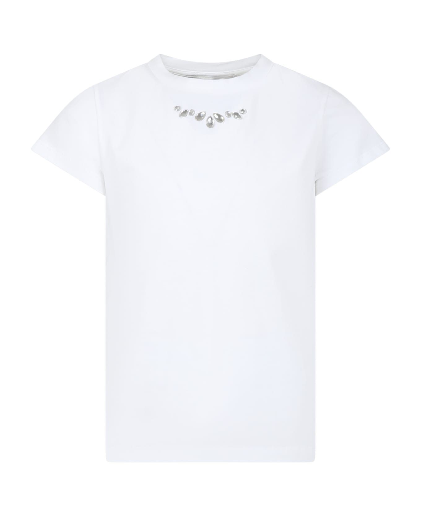 Simonetta White T-shirt For Girl - White