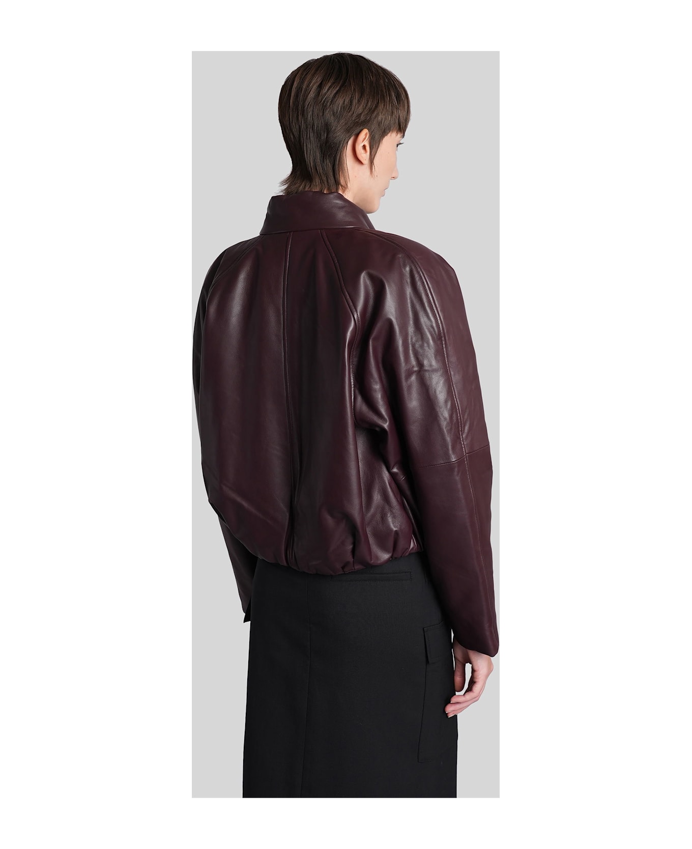IRO Leather Bomber In Bordeaux Leather - bordeaux